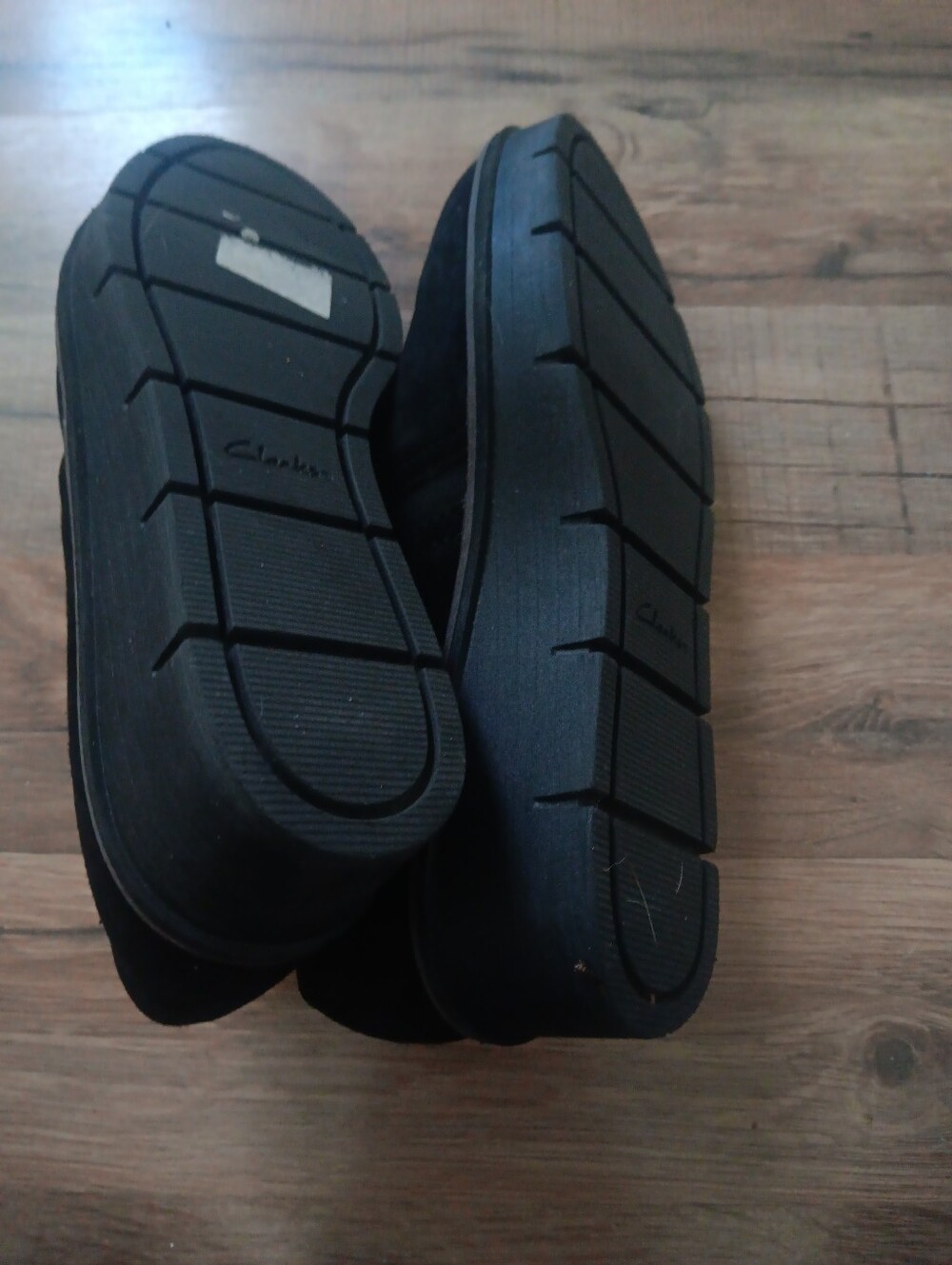 Clarks Black Suede Slip-On Flats - Picture 3 of 5